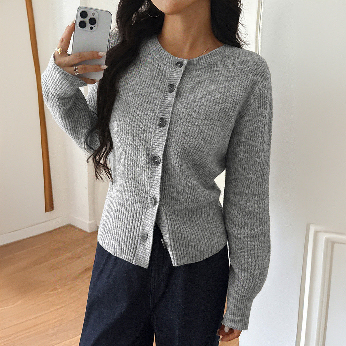 Cardigan Femme Côtelé Boutonné