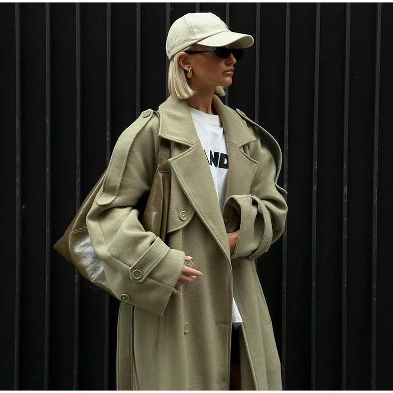 Trench Long Ceinturé Double Boutonnage