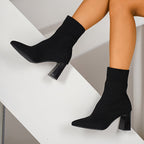 Juliette | Bottines Élégantes à Bout Pointu & Talon Carré