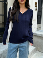 Pull Femme Col V Élastic