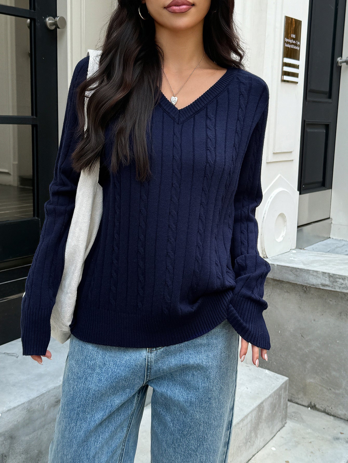 Pull Femme Col V Élastic