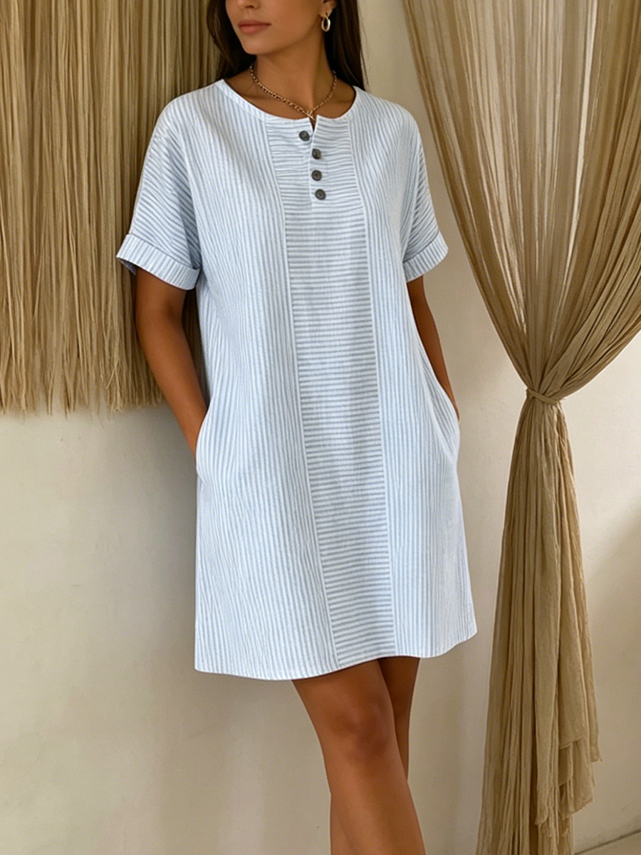 Nadine - Robe en Lin Rayée Femme
