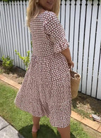 ZORA | ROBE MIDI À MANCHES COURTES EN SABLE