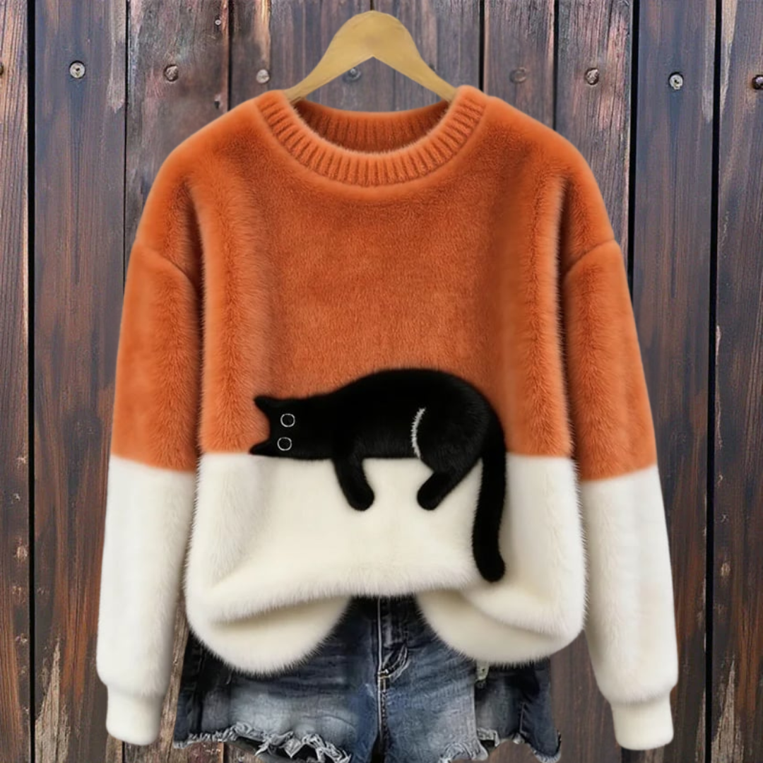 Lunea | Sweat Femme avec Motif de Chat