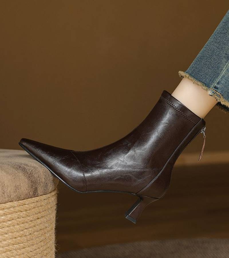 Louise | Bottines minimalistes en cuir à talon moyen
