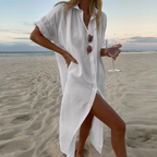 Élodie - Robe Chemise Avec Fentes Hautes Et Détails De Boutons Élégants