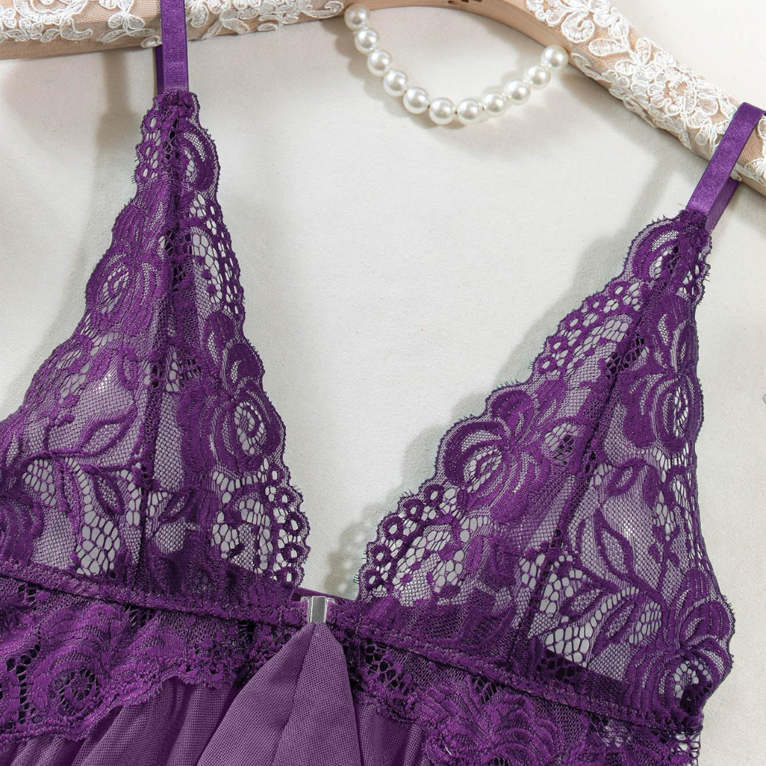 Nine | Ensemble de Nuisette en Dentelle Transparente en 8 couleurs