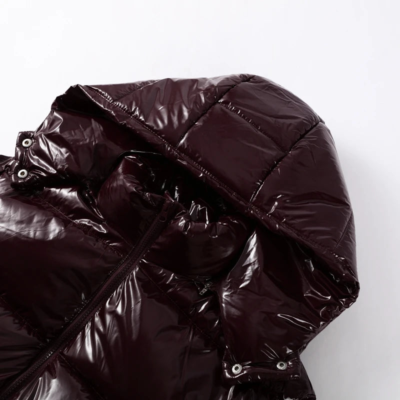 Doudoune Brillante à Capuche