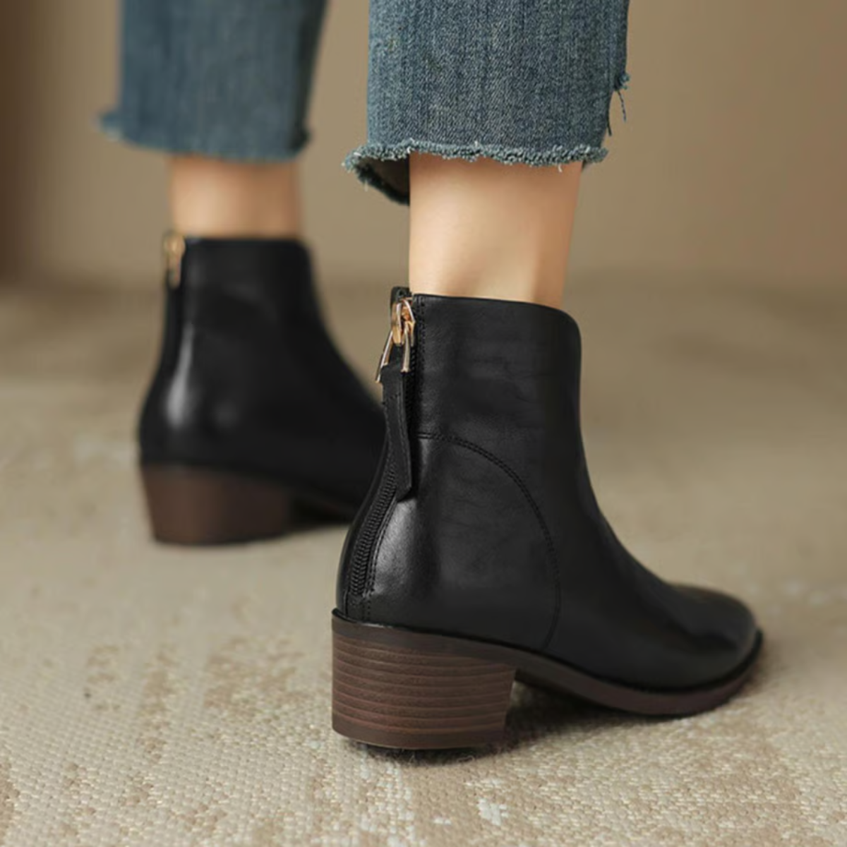 Anita - Bottines de luxe à talon bas