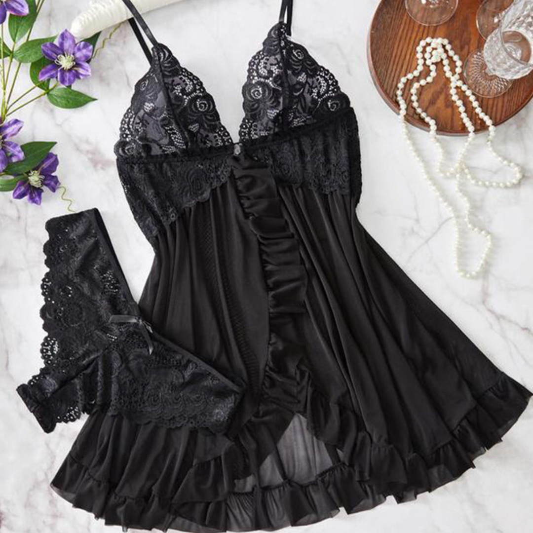 Nine | Ensemble de Nuisette en Dentelle Transparente en 8 couleurs