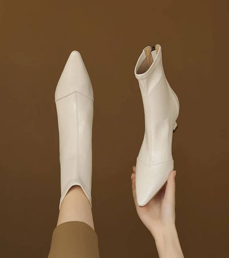 Louise | Bottines minimalistes en cuir à talon moyen
