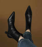 Louise | Bottines minimalistes en cuir à talon moyen