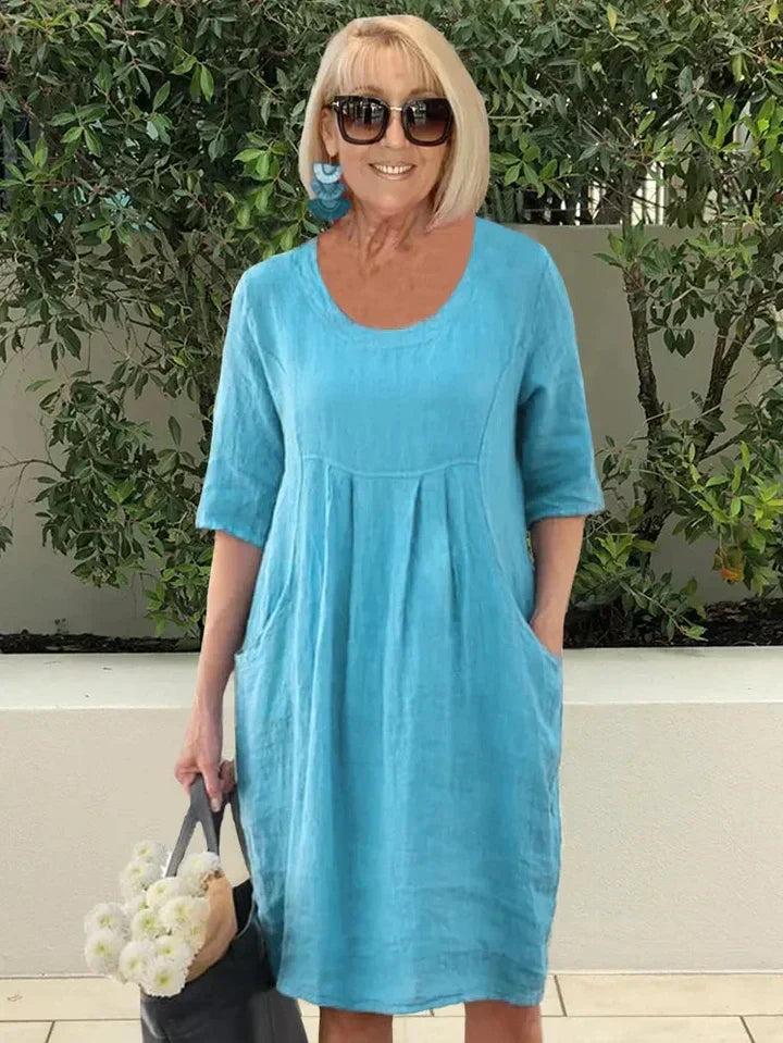 Joëlle - Robe Longue Sans Manches Femme – Bleu turquoise