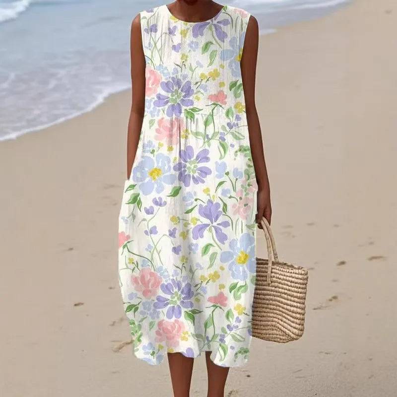 Robe D'Été Femme Sans Manches - Julie – Blanc