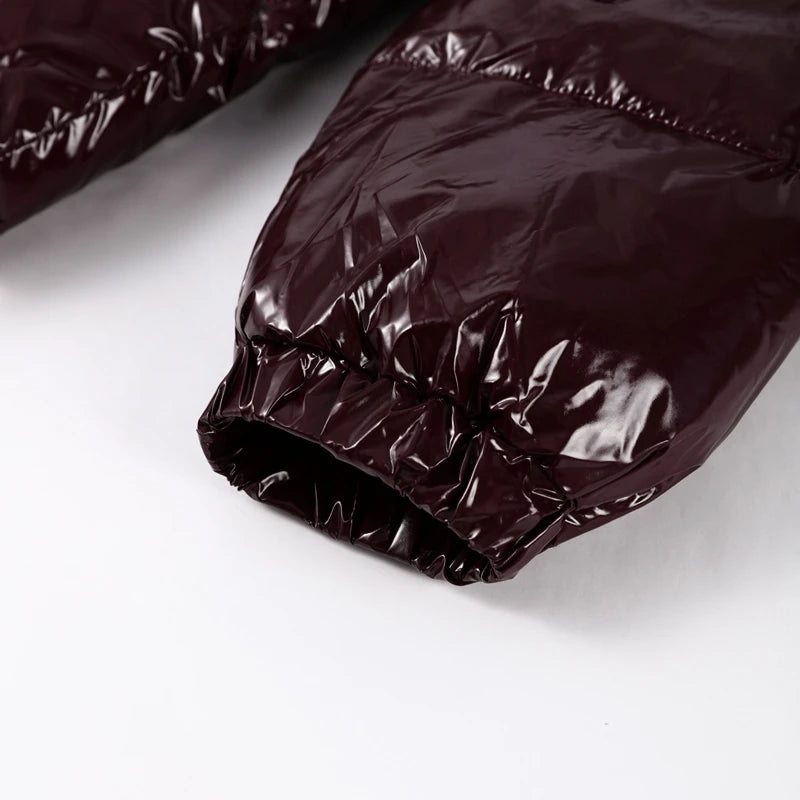 Doudoune Brillante à Capuche