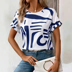 T-SHIRT IMPRIMÉ ABSTRAIT POUR FEMMES