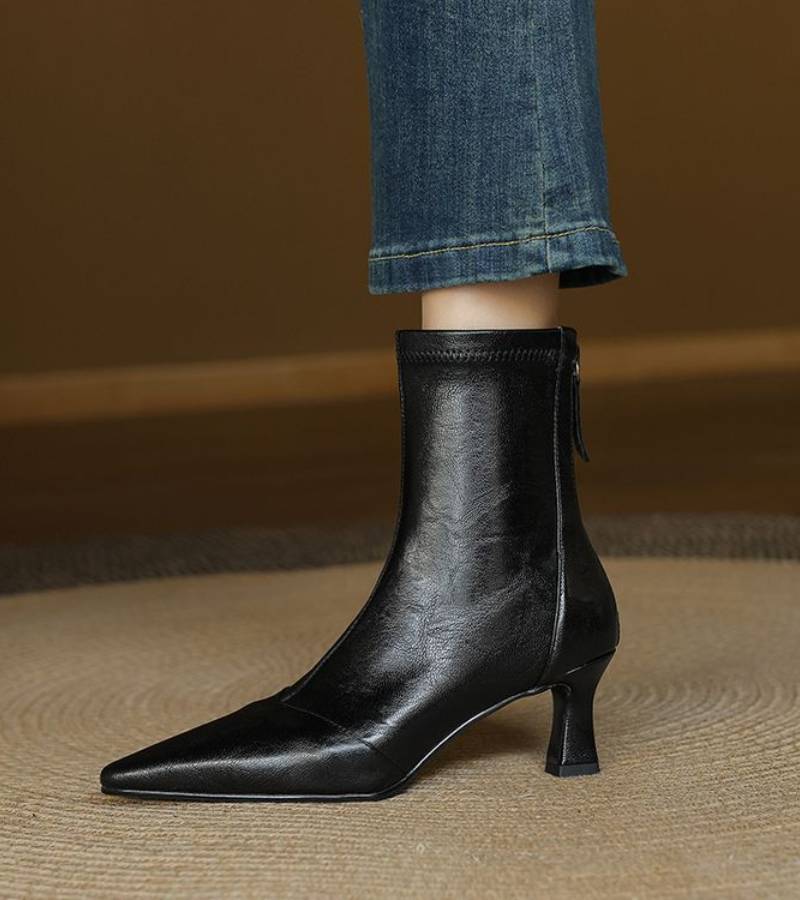 Louise | Bottines minimalistes en cuir à talon moyen