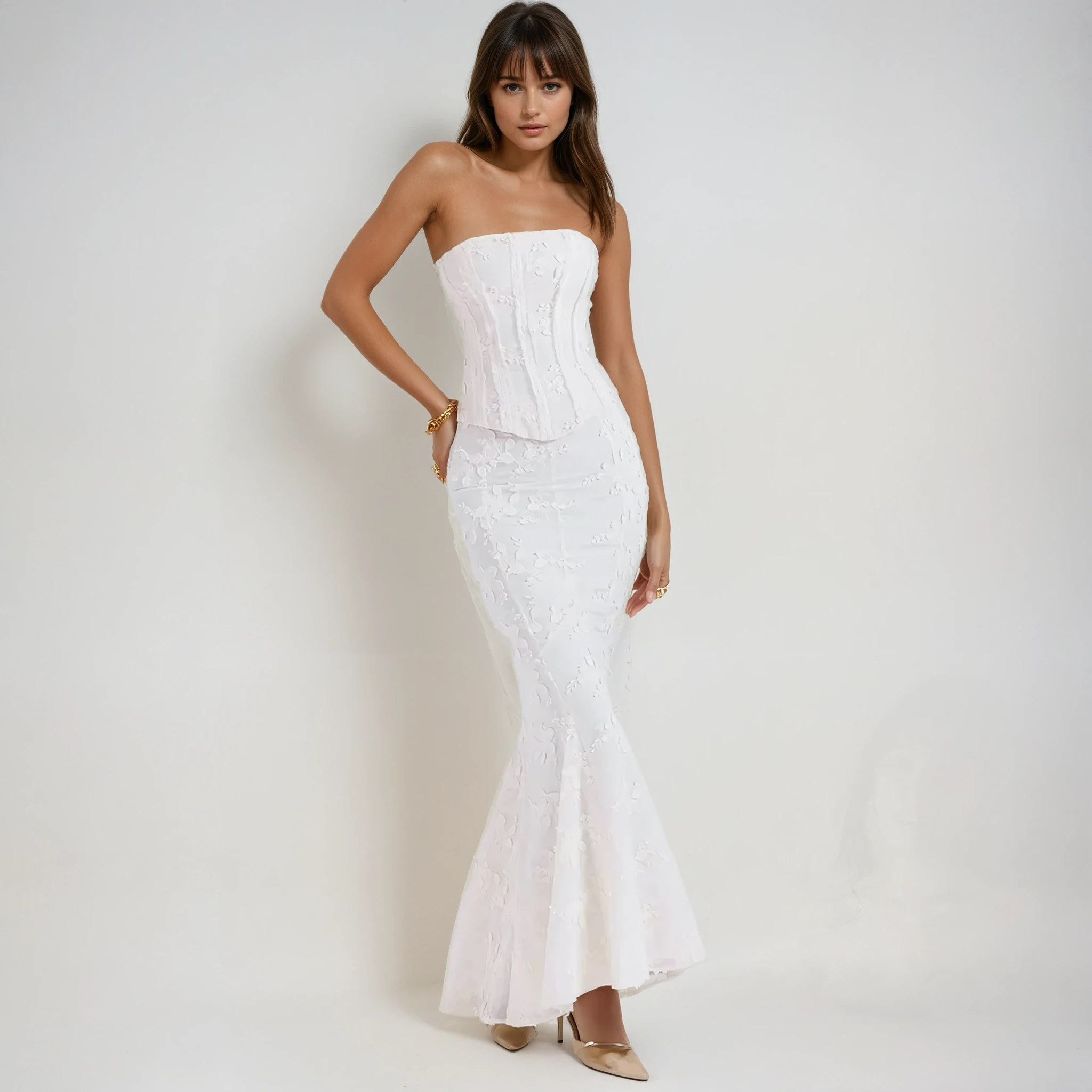 Élodie | Robe Maxi de Mariage Brodée Tendance Élégant