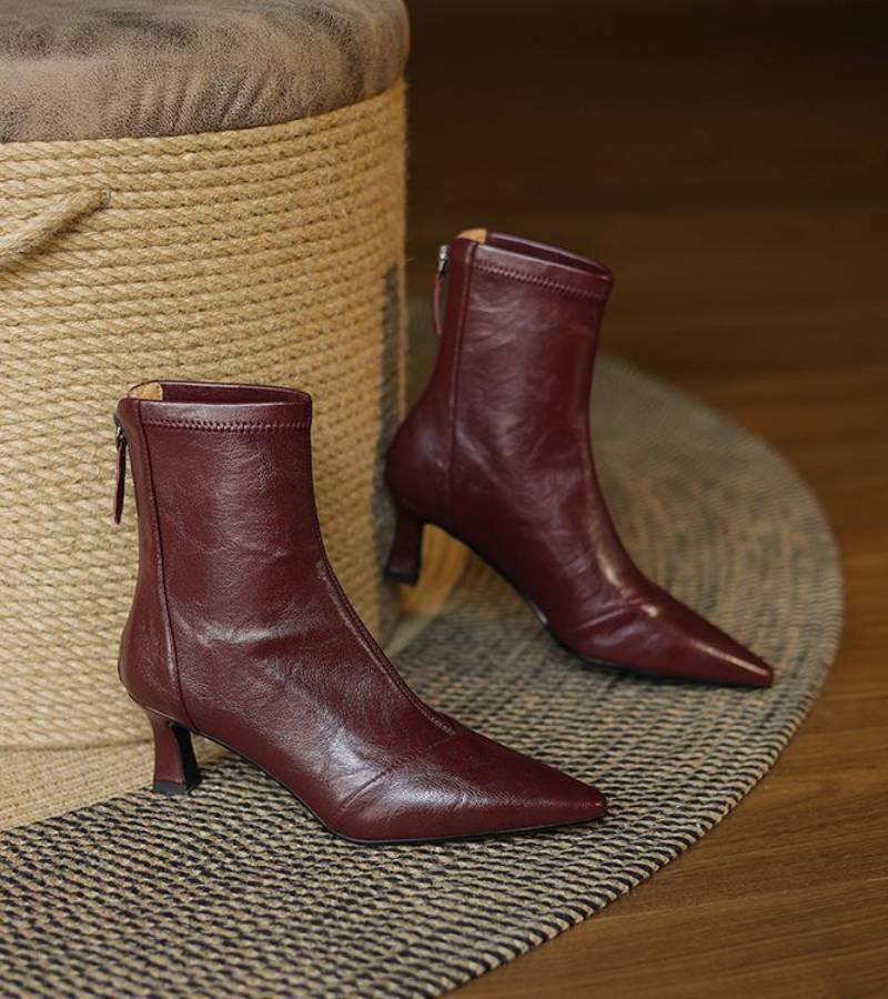 Louise | Bottines minimalistes en cuir à talon moyen