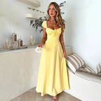 Camille | Robe Maxi Empire Jaune Tendance Éclatant