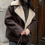 Veste Oversize à Col Réversible en Fausse Fourrure