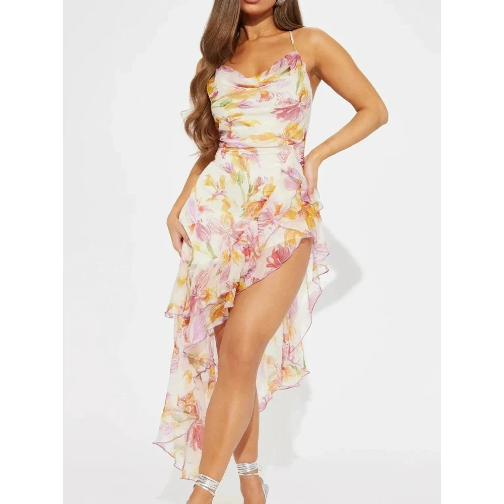 Camille | Robe Midi à Bretelles Fleurie Tendance Printanière