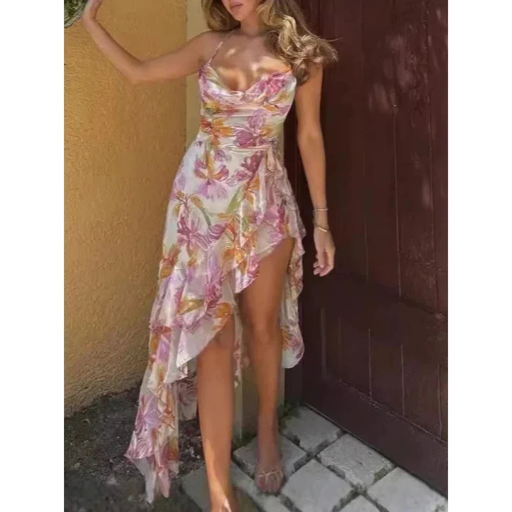 Camille | Robe Midi à Bretelles Fleurie Tendance Printanière