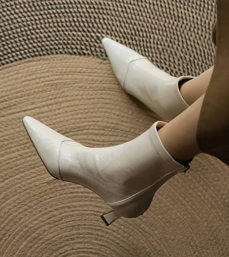 Louise | Bottines minimalistes en cuir à talon moyen