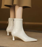 Louise | Bottines minimalistes en cuir à talon moyen