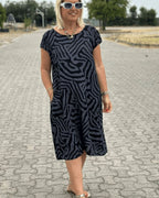 Patricia - Robe Courte Femme en Lin Imprimée
