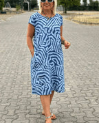 Patricia - Robe Courte Femme en Lin Imprimée