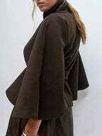 Manteau Cape à Col Montant Ceinture Coat