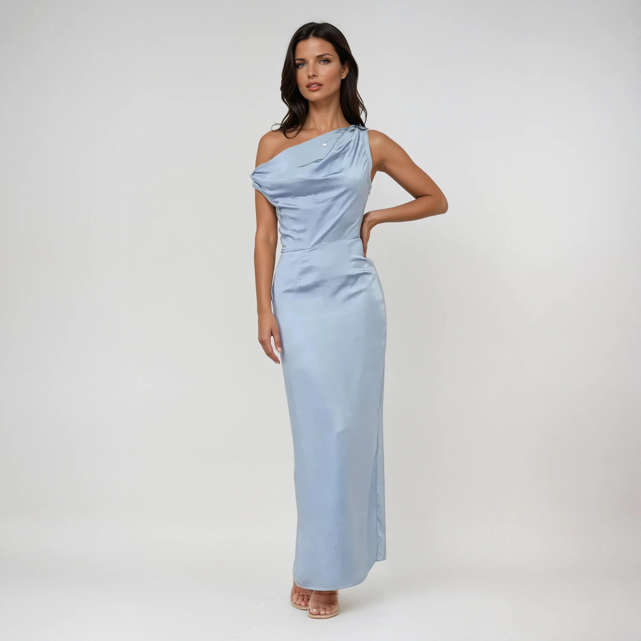 Coralie | Robe Maxi Satin Drapé Tendance Élégant
