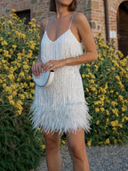 Camille | Robe Mini de Fête en Plumes Tendance Élégant
