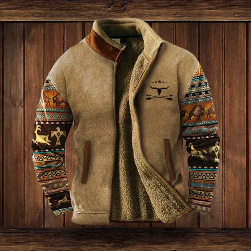 Victor - Veste Style Western Chaude Homme – Marron clair