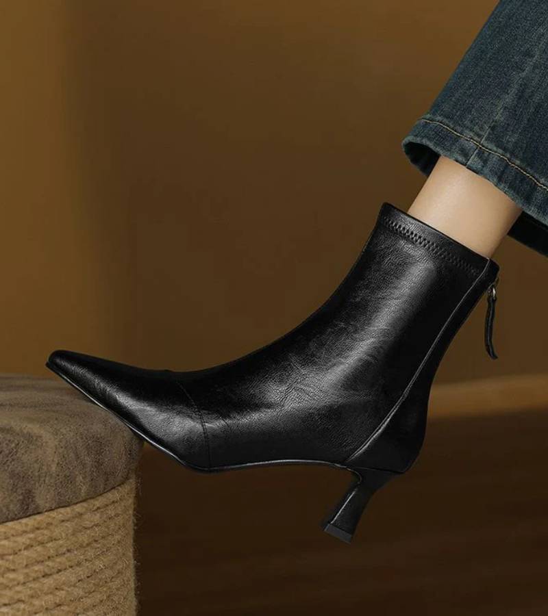 Louise | Bottines minimalistes en cuir à talon moyen