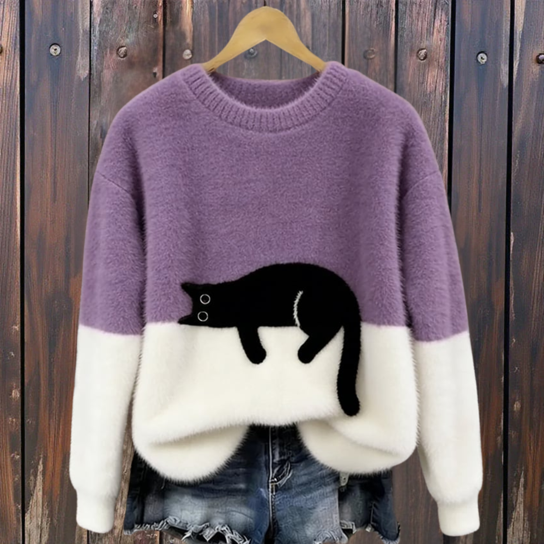 Lunea | Sweat Femme avec Motif de Chat