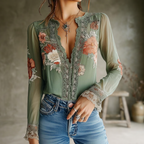 Tina | Blouse en dentelle à imprimé floral bohème