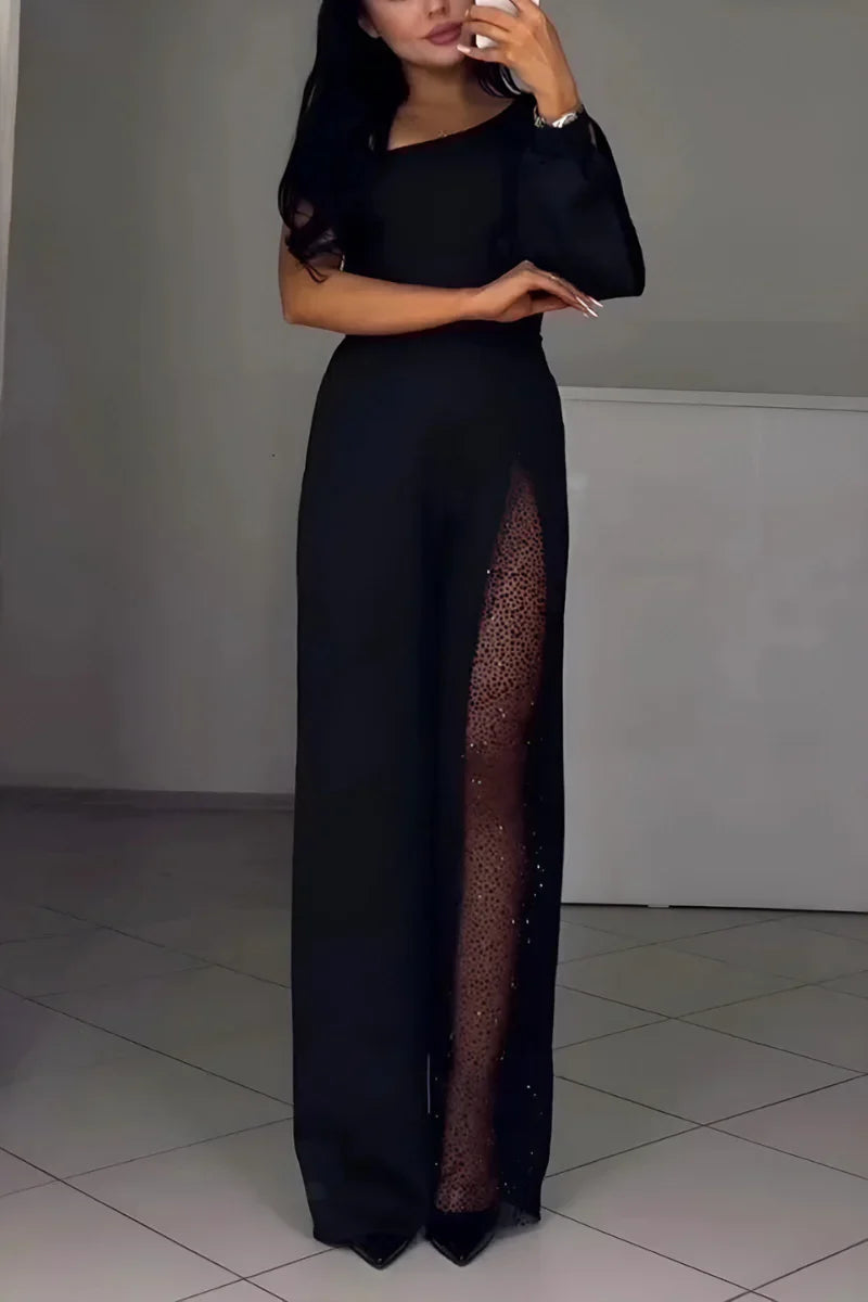 Athéna – Combinaison Élégante Asymétrique Avec Détail Brillant