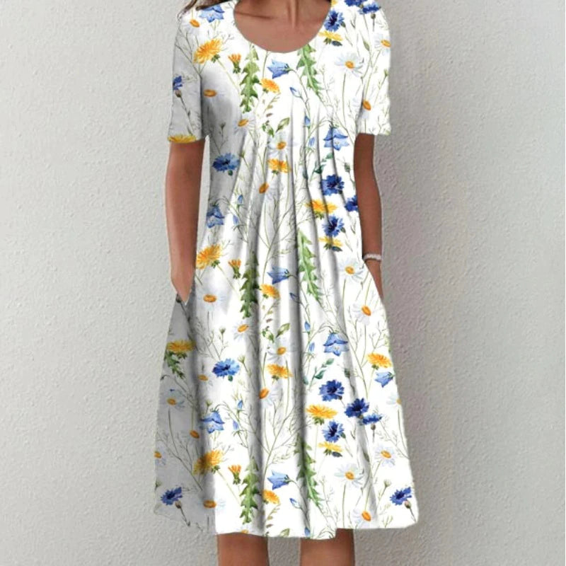 Marine - Robe Fleurie Décontractée Femme