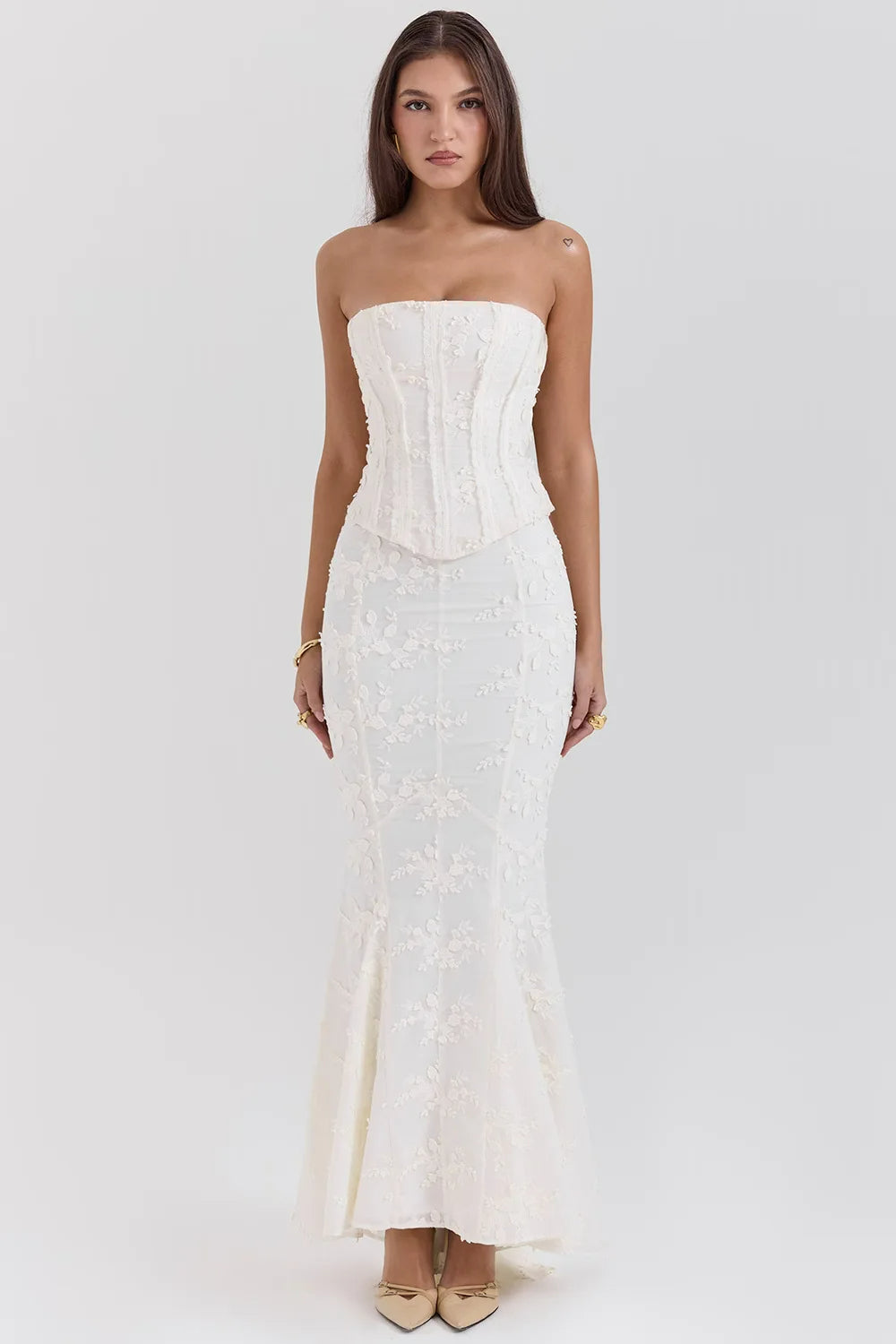 Élodie | Robe Maxi de Mariage Brodée Tendance Élégant
