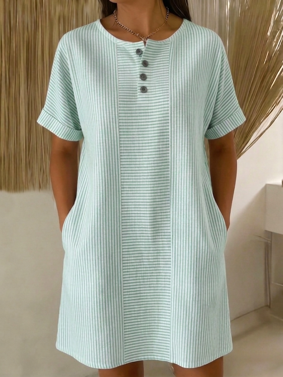 Nadine - Robe en Lin Rayée Femme