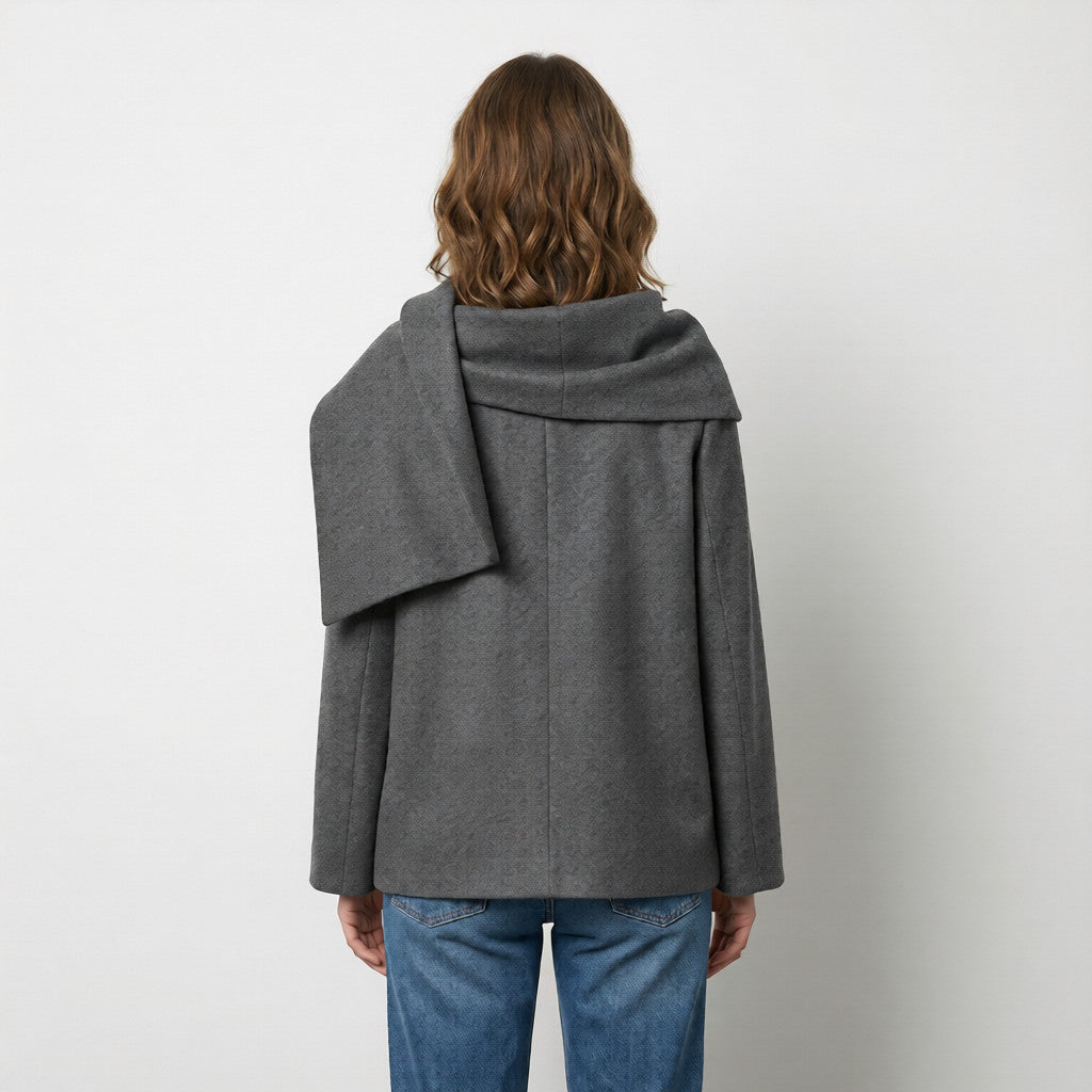 Manteau Chic à Col Écharpe Wool-Blend