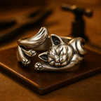 Marianne™ | Bague vintage avec motif chat