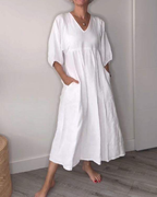Aline - Robe Femme en Lin Ample – Blanc