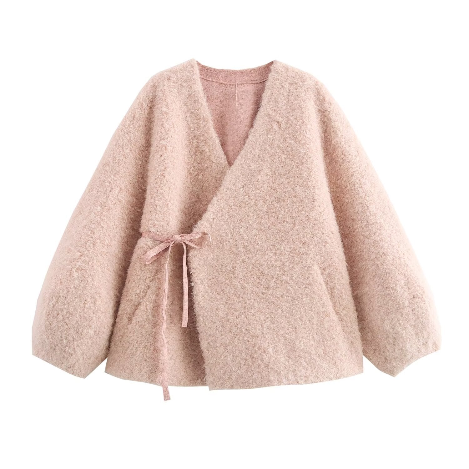 Manteau Une-Pièce Femme à Col V et Lacets