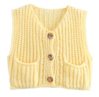 Gilet En Maille Épaisse Avec Boutons