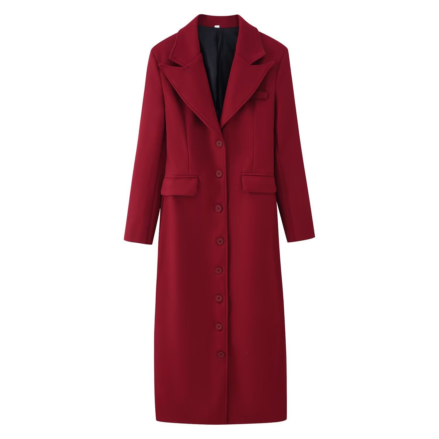 Manteau Long Femme Ceinturé à Col Revers