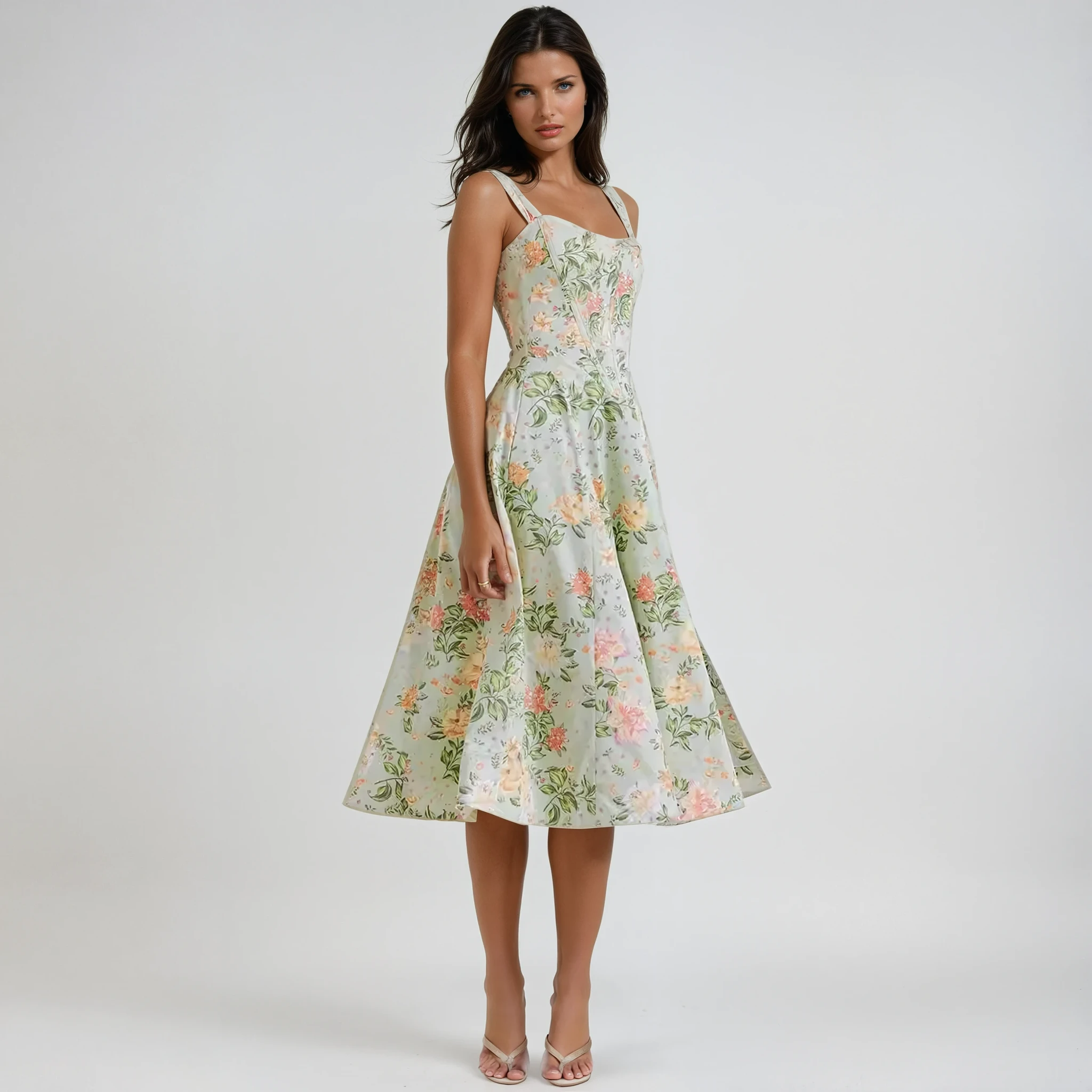 Camille | Robe Midi Fleurie Tendance Printanière Élégante