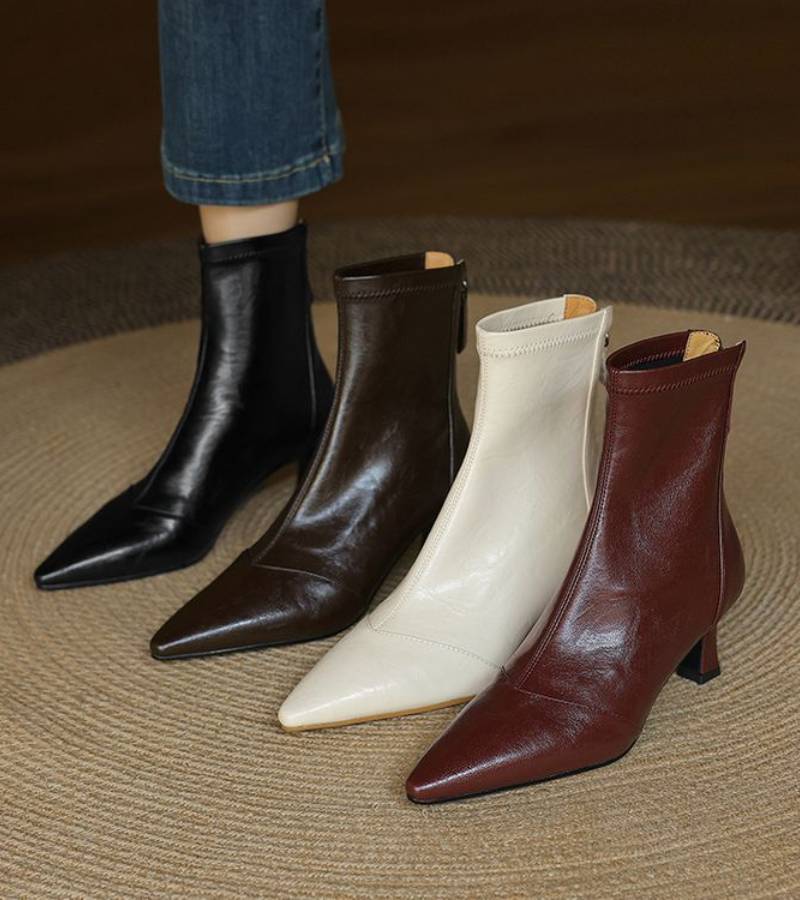 Louise | Bottines minimalistes en cuir à talon moyen